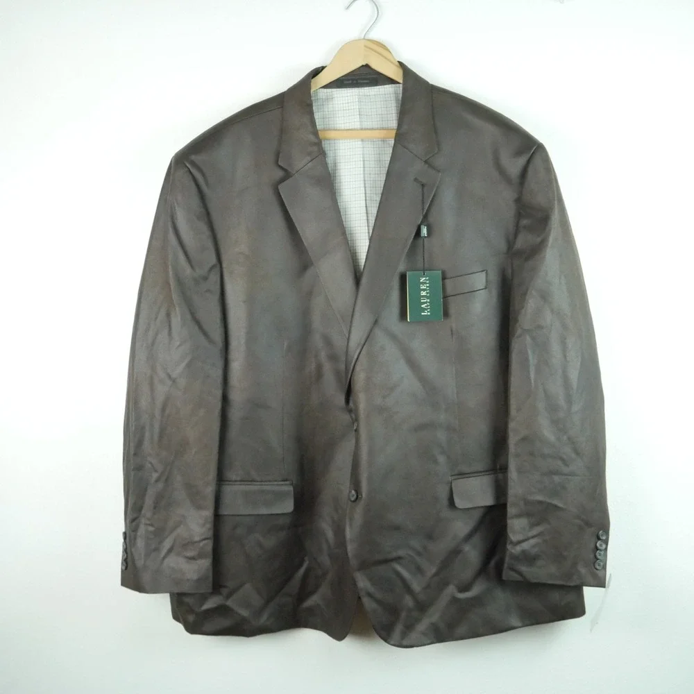 Lauren Ralph Lauren Mens Brown Faux Suede Blazer Sport Coat 56R Jacket Preppy